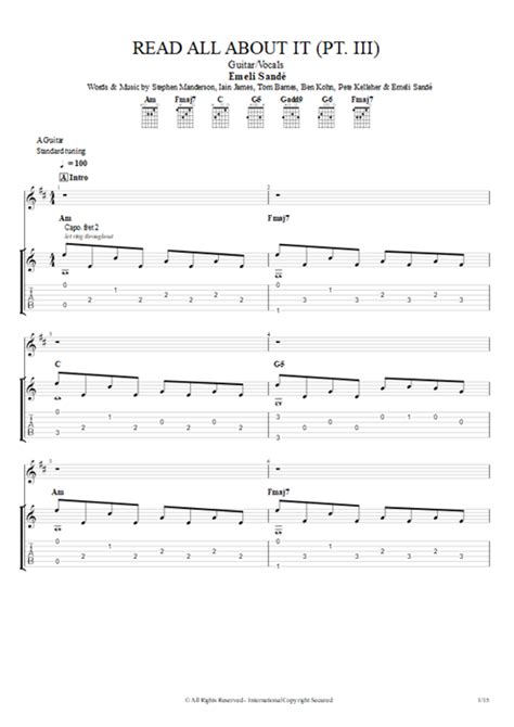 Tablature Read All About It Pt Iii De Emeli Sand Guitar Pro