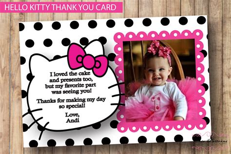 Hello Kitty Thank You Card Printable Birthday Party