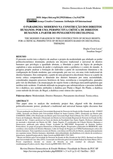 PDF Paradigma moderno na construção dos direitos humanos Por uma