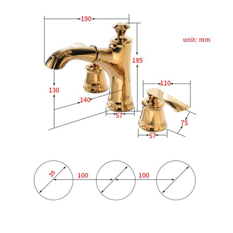 Luxury 3 Hole Brass Widespread Bathroom Faucet Polished Gold Chrome 2 Handle Pull Down Bathtub