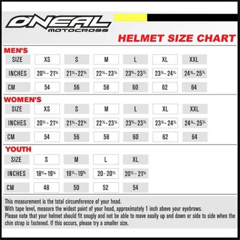 Helmet size chart | MOTODOMAINS