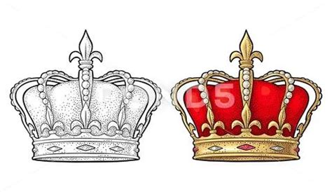 King Crown Engraving Vintage Vector Black Illustration Isolated