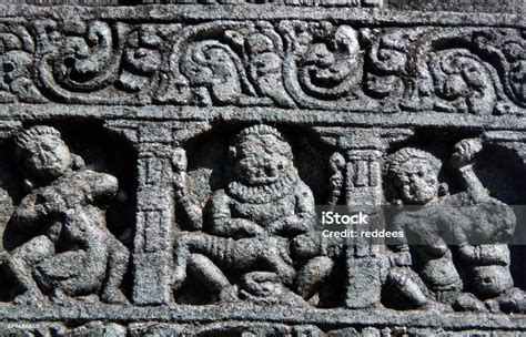 Indian Hindu Architectural Details Of Stone Carvings In An Ancient