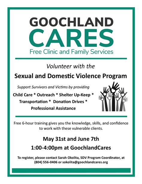 Volunteer Training Sexual And Domestic Violence Services Program May 31 And June 7