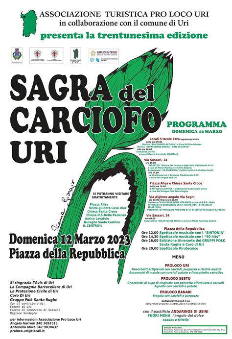 Sagra Carciofo Uri 2023 Scopri Il Programma Di Domenica 12 Marzo