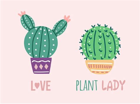 Premium Vector Hand Drawn Vector Cacti Set With Calligraphy Lettering