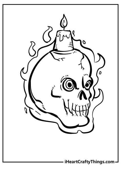 Skull On Fire Coloring Pages