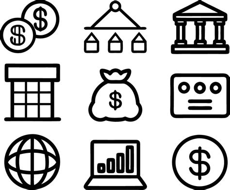 Set Of Finance Icon Illustration Credit Management Marketing Outline