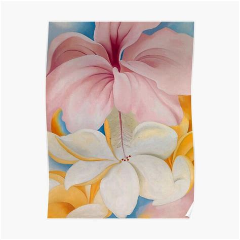 Georgia Okeeffe Hibiscus With Plumeria Premium Matte Vertical Poster