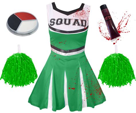 Adults Or Girls Zombie Cheerleader Costume Halloween School Fancy Dress