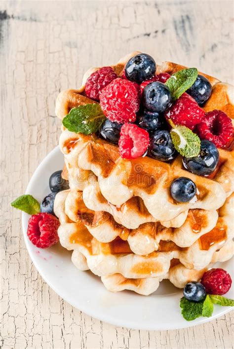 Belgian Waffles With Berries Stock Photo Image Of Honey Fruit 115060546