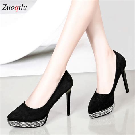 Stilettos De Ante Negro Con Suela Roja Zapatos Elegantes Espa A