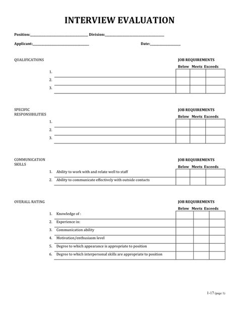 Free Interview Evaluation Form Samples In Pdf 17820 Hot Sex Picture