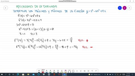 Máximos Y Mínimos De Y X 3 6x 2 9x Aplicaciones De La Derivada