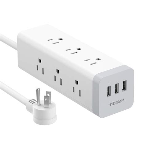 Buy Power Strip Surge Protector With Usb Tessan Ft Extension Cord