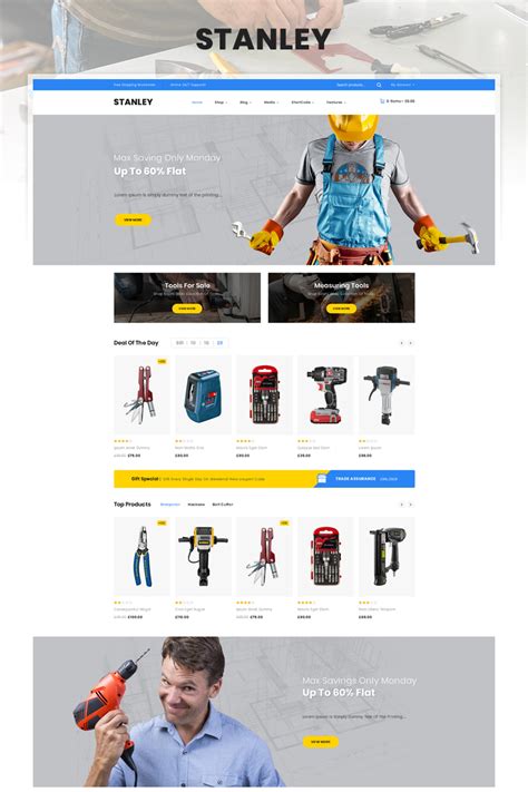 Инструменты хозяйственный магазин тема woocommerce - Stanley ...
