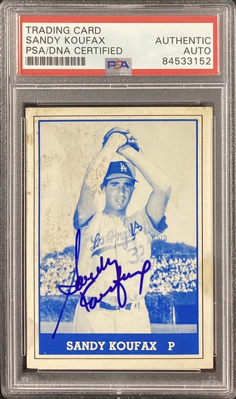 Sandy Koufax Signed Tcma Baseball Card Dodgers Autograph Hof