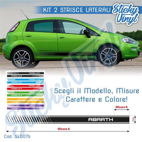 Adesivo X Strisce Fasce Laterali Fiat Abarth Punto Sticker Decal