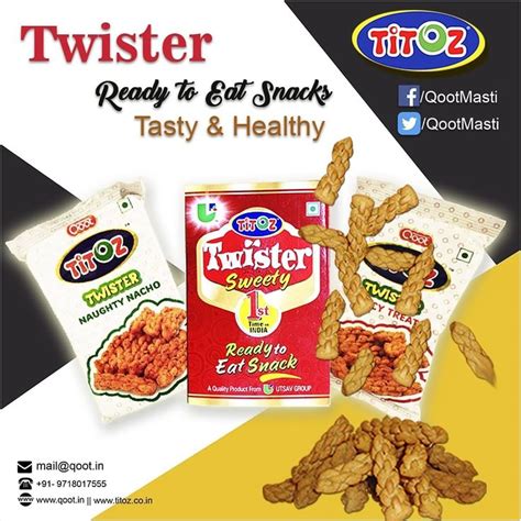 an advertisement for twister snacks with two bags of them next to the ...