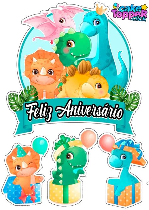 Dinossauros Para Imprimir Decoração Temática Para Festas Jurássicas Dinosaur Cake Toppers