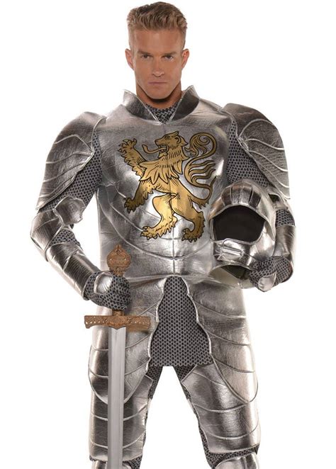 Silver Plus Size Knight Outfit Mens Knight In Shining Armour Costume