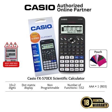 Casio Fx 570ex Scientific Calculator Genuine Original 18 Months Warranty Fx 570ex Bk Black