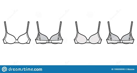 Bra Contour Molded Cup Lingerie Technical Fashion Illustration With