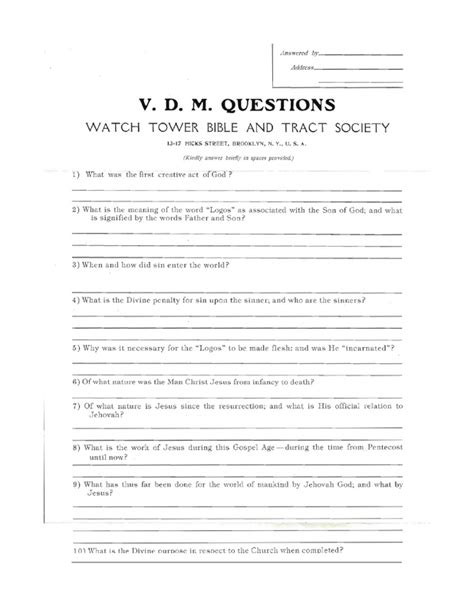 V D M Questionnaire Form Postimages