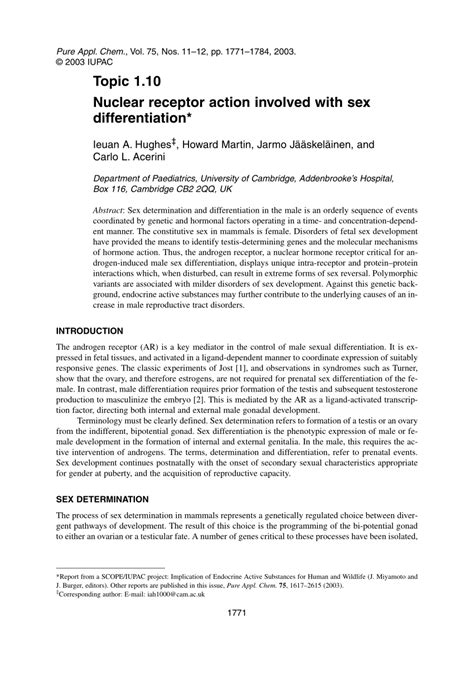 Pdf Nuclear Receptor Action Involved With Sex Differentiation