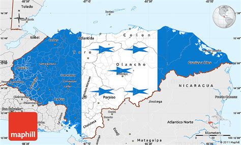 Flag Simple Map Of Honduras Single Color Outside Borders And Labels