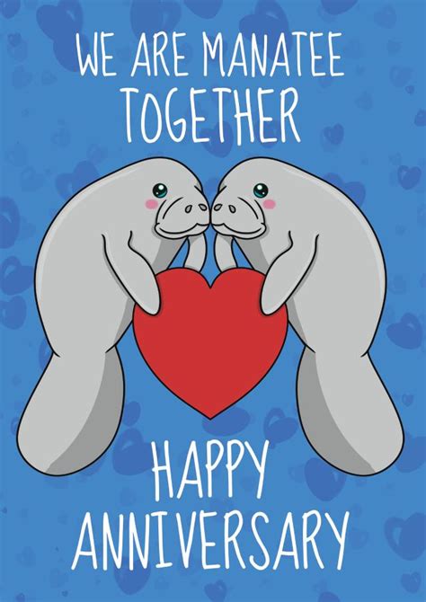 Cute Manatee Anniversary Card We Are Meant To Be Together Thortful