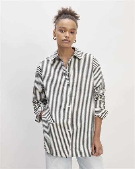 The Supima® Cotton Boyfriend Shirt Optic White Black Everlane