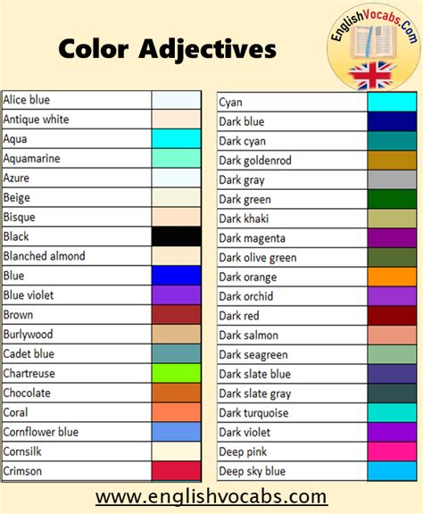 Can Adjectives Be Colors