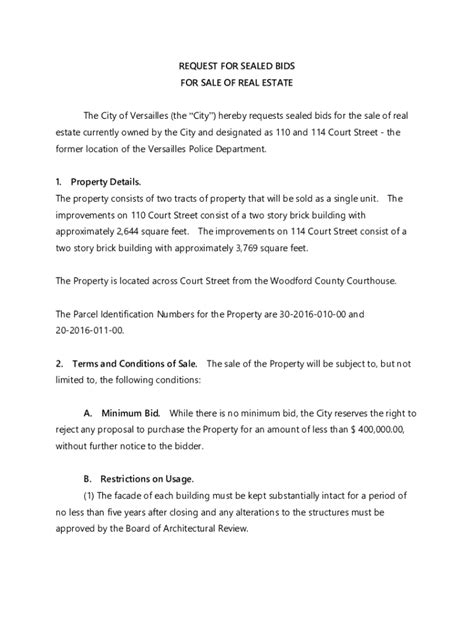 Fillable Online Sealed Bid Form Conditions Of Public Sale Of Real