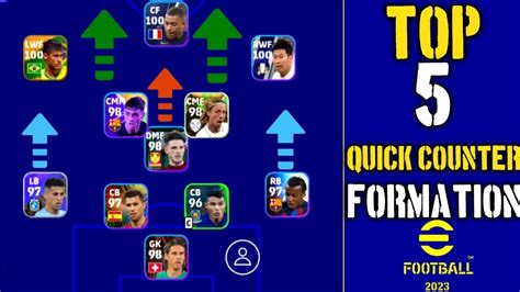 Top 5 Quick Counter Best Formations In Efootball 2023 Mobile 🔥 1