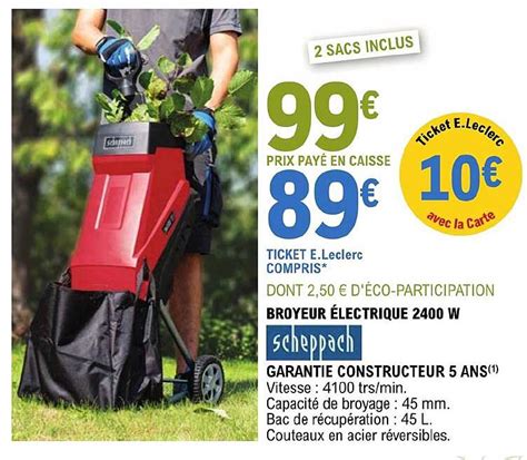 Promo Broyeur électrique 2400 W Scheppach chez E Leclerc iCatalogue fr