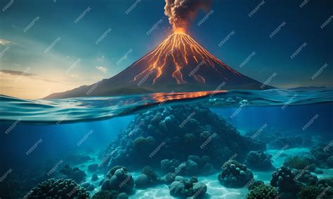 Premium Photo | Underwater Volcanoes in the Ocean Floor