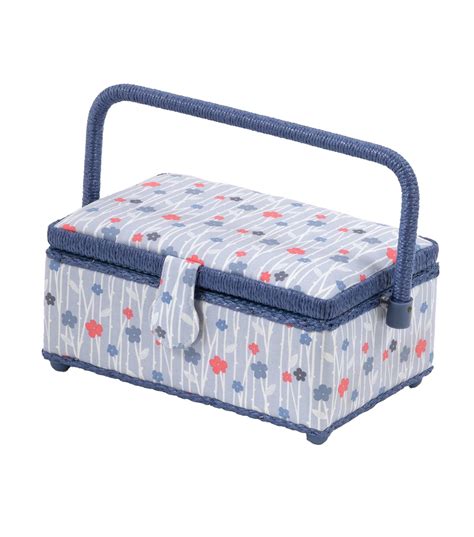 Rectangle Sewing Basket Light Gray Floral Joann