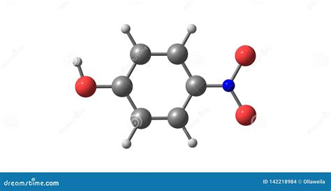 4-Nitrophenol Molecular Structure Isolated on White Stock Illustration - Illustration of ...