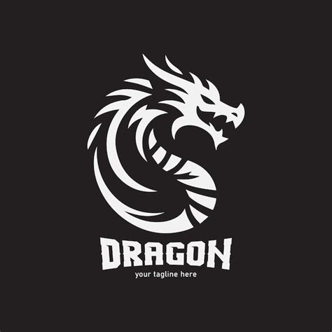 Premium Vector | Simple Dragon Head Monochrome Logo Design