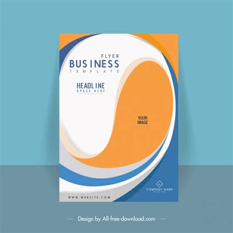 Business Brochure Cover Template Modern Dynamic Curves Decor Vectors