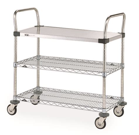 Mw Series With Super Erecta Shelve Solid Wire Cart With 1 Solid And 2