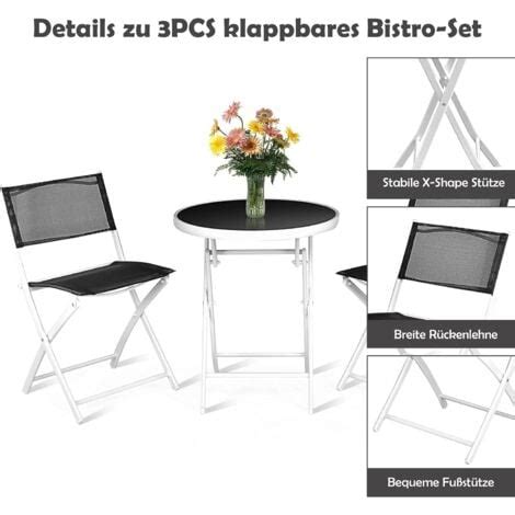 Costway Tlg Bistroset Klappbar Bistrotisch Mit St Hle Balkonset