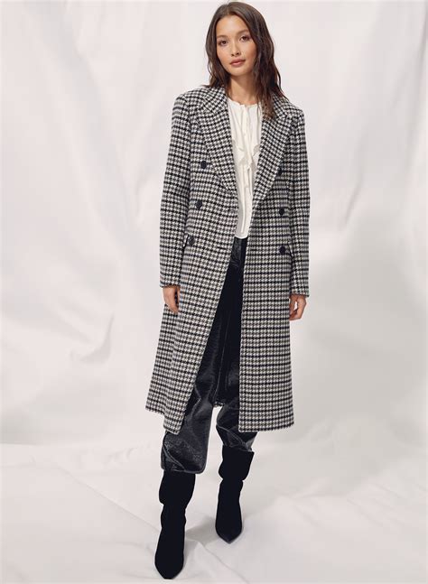 Wilfred Long Houndstooth Wool Coat