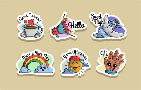 set  greeting chat sticker collection  vector art  vecteezy