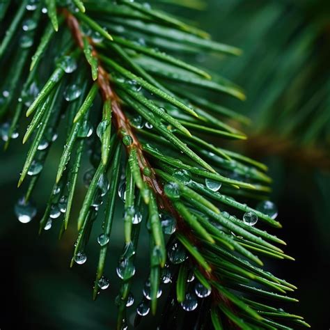 Water Droplets On A Pine Needle Premium Ai Generated Image