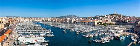 Panoramablick Von Marseille Pier Vieux Hafen Im Süden Von Frankreich