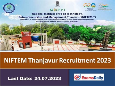 Niftem Thanjavur Recruitment 2023 Out Salary Is Rs 80 000 Per