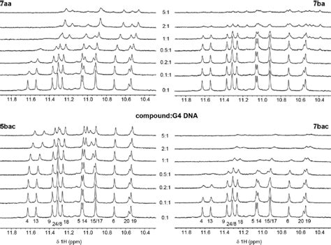 Nmr Spectraofp U T C Myc G Dna In Presence Of Different Amount Of