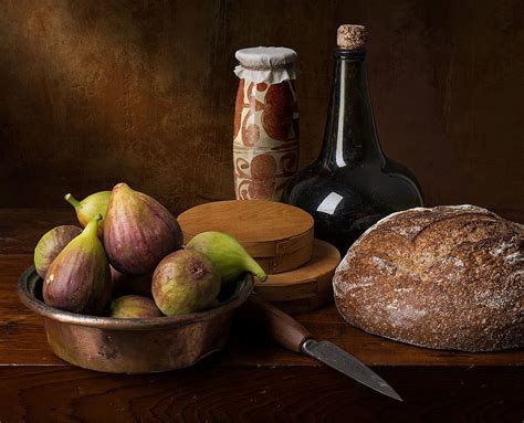 Still Life With Honey Jar And Figs In The Style Of Luis Melendez